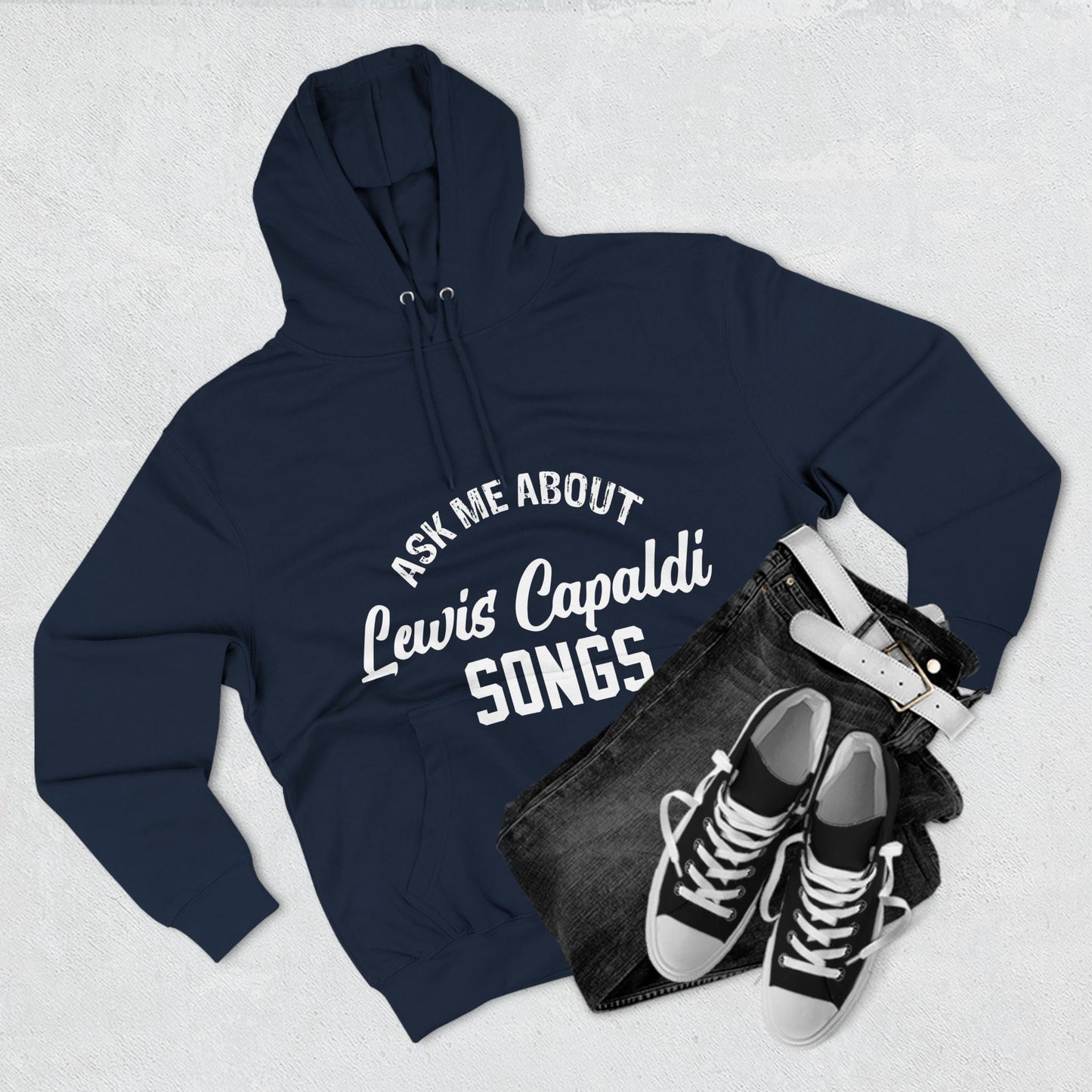 Lewis Capaldi Three-Panel Fleece Hoodie - Ask me about Lewis Capaldi songs