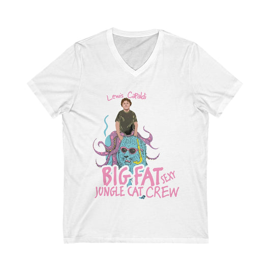 Lewis Capaldi Unisex Jersey Short Sleeve V-Neck Tee - Big Fat Sexy jungle cats