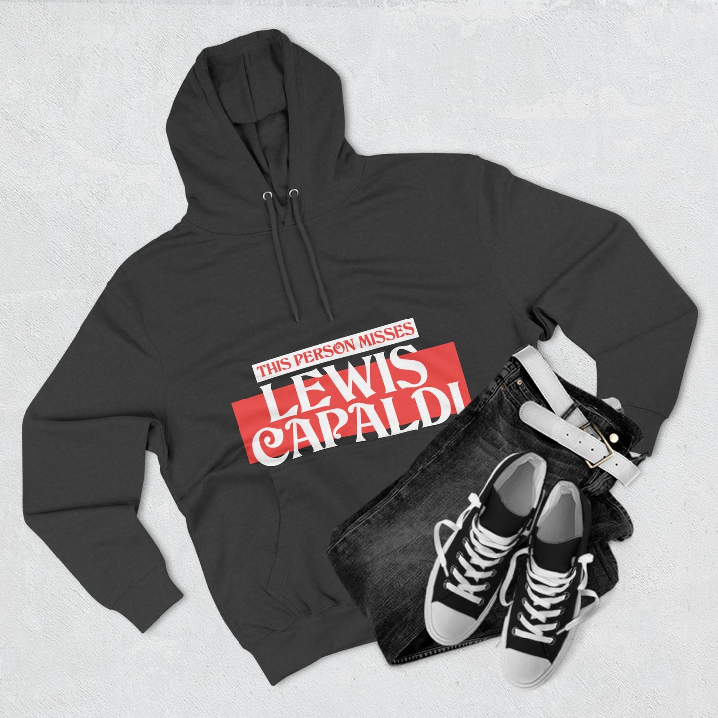 Lewis Capaldi Three-Panel Fleece Hoodie - This Person Misses Lewis Capaldi