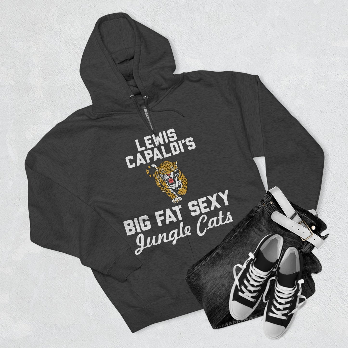 Lewis Capaldi Unisex Zip Hoodie - Big Fat Sexy Jungle Cats