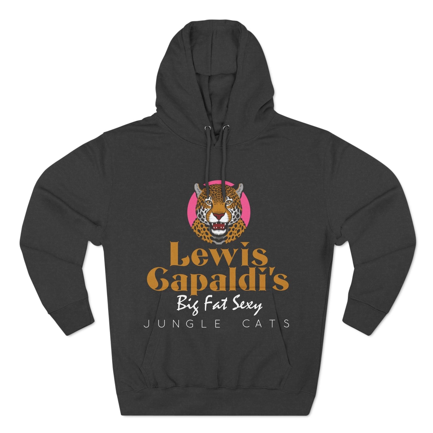 Lewis Capaldi Three-Panel Fleece Hoodie - Big Fat Sexy Jungle Cats - Charcoal Heather / S - Hoodie