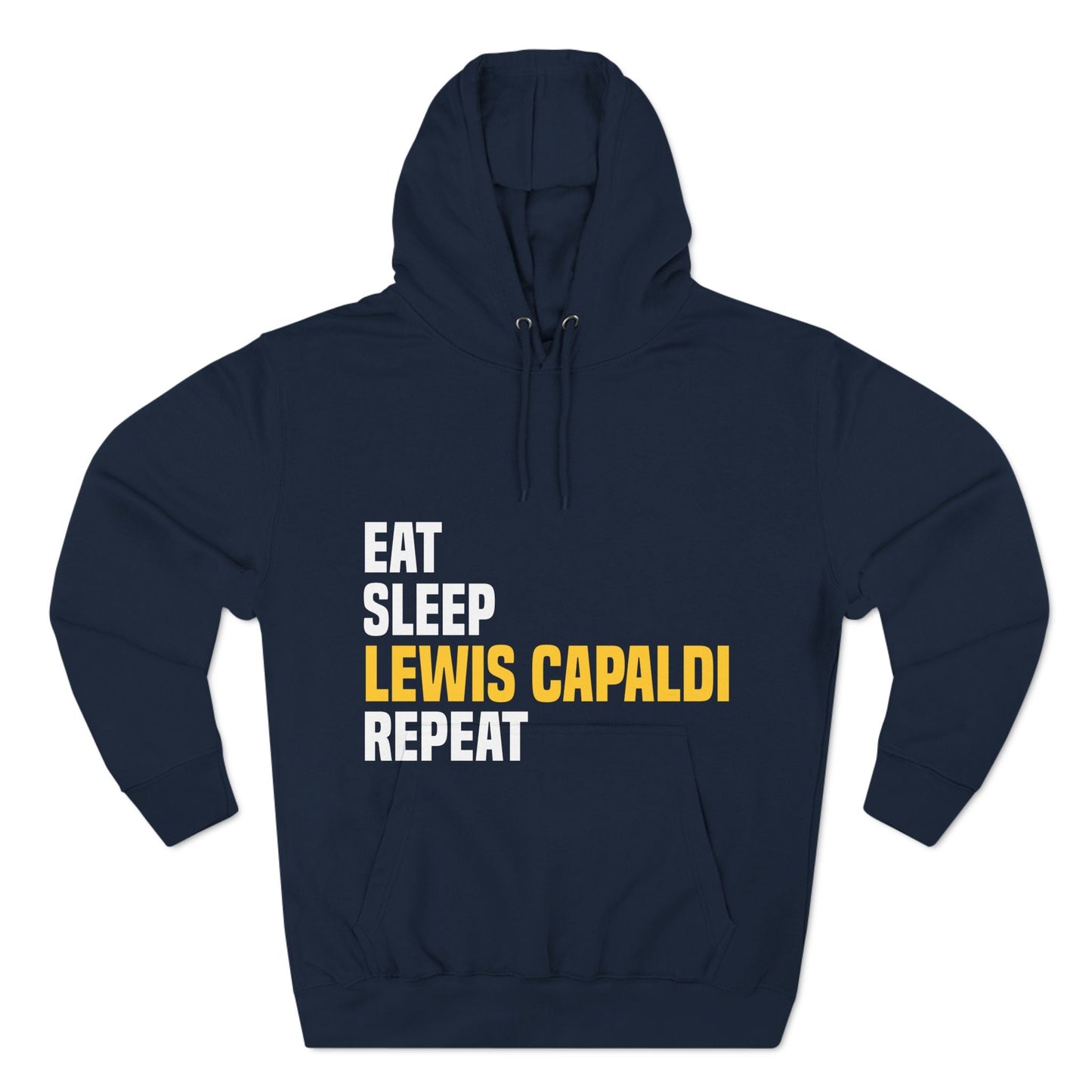 Lewis Capaldi Three-Panel Fleece Hoodie - Eat sleep Lewis Capaldi repeat