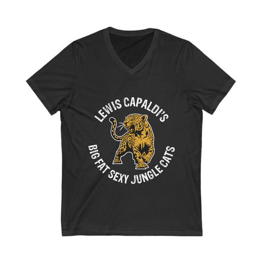 Lewis Capaldi Unisex Jersey Short Sleeve V-Neck Tee - Big Fat Sexy jungle cats