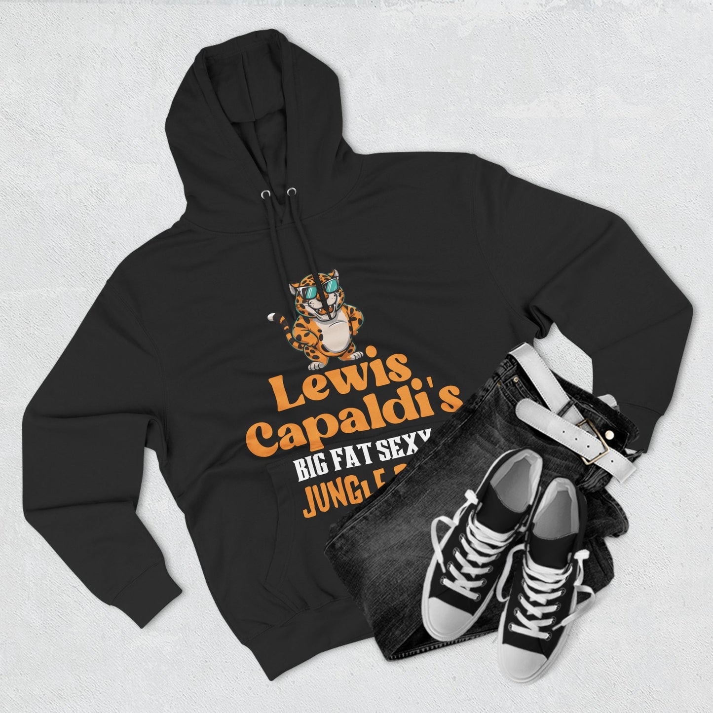 Lewis Capaldi Three-Panel Fleece Hoodie - Big Fat Sexy Jungle Cats - Hoodie