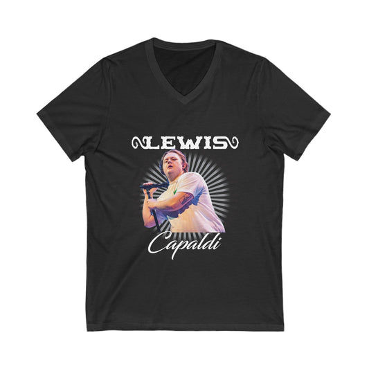 Lewis Capaldi Unisex Jersey Short Sleeve V-Neck Tee - Graphic