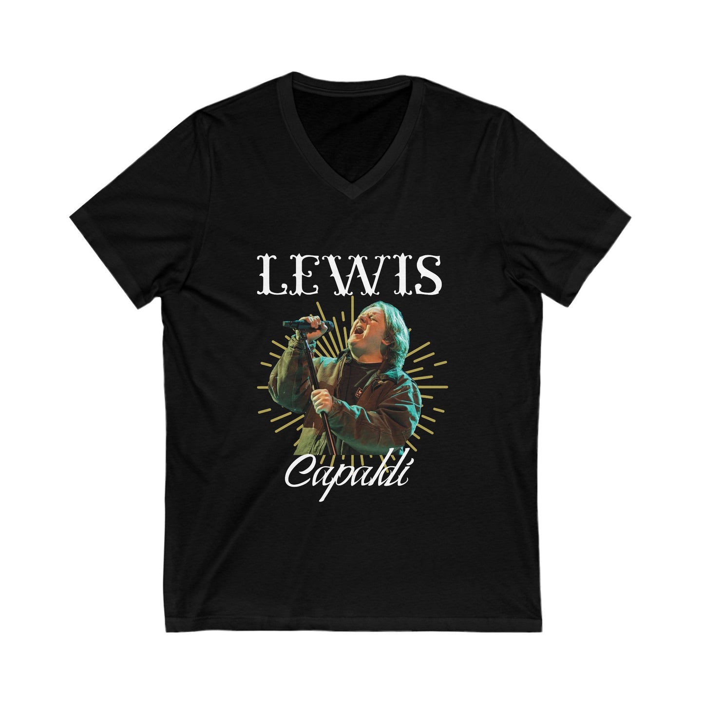 Lewis Capaldi Unisex Jersey Short Sleeve V-Neck Tee - Graphic