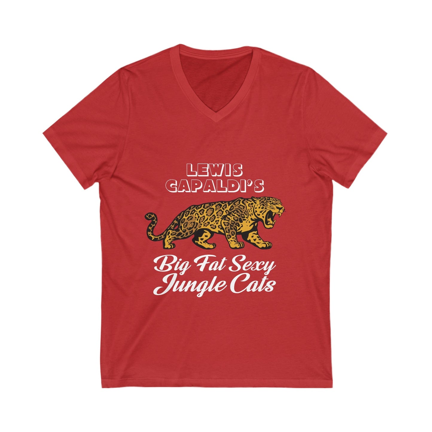 Lewis Capaldi Unisex Jersey Short Sleeve V-Neck Tee - Big Fat Sexy jungle cats