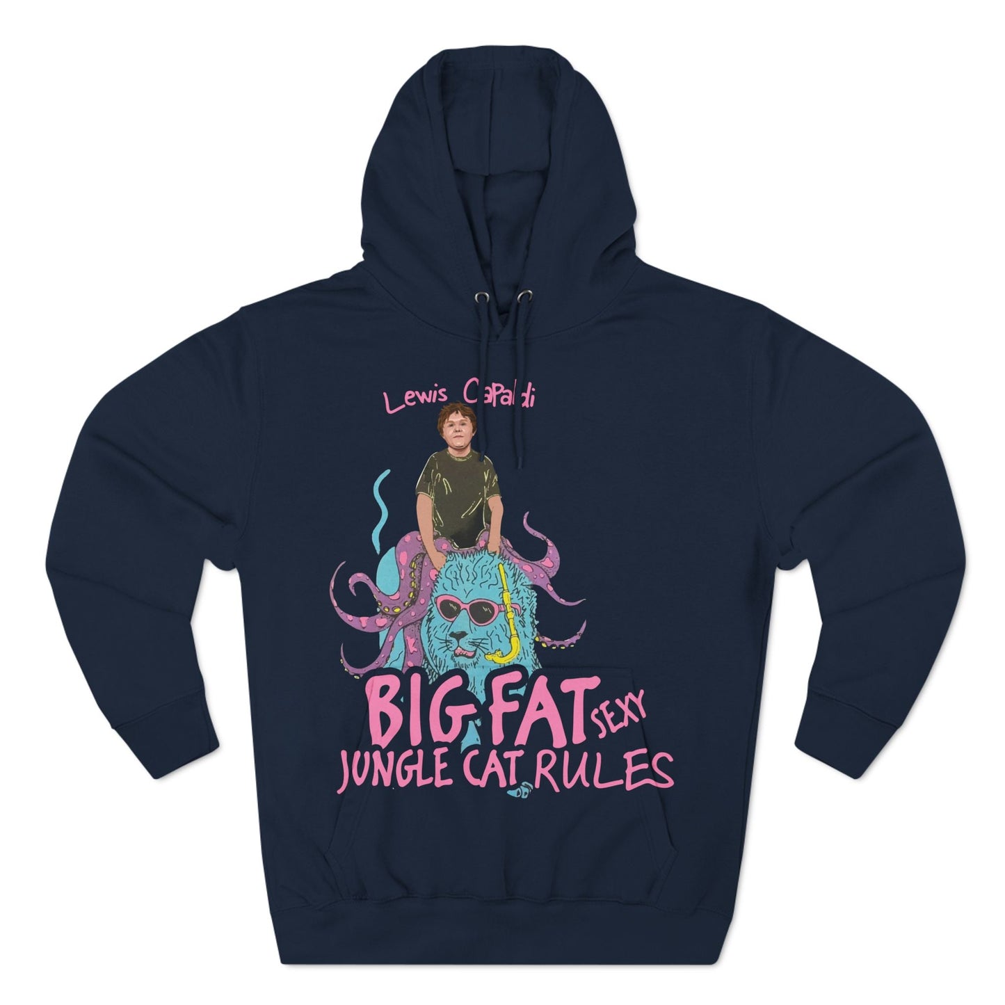 Lewis Capaldi Three-Panel Fleece Hoodie - Big Fat Sexy jungle cats