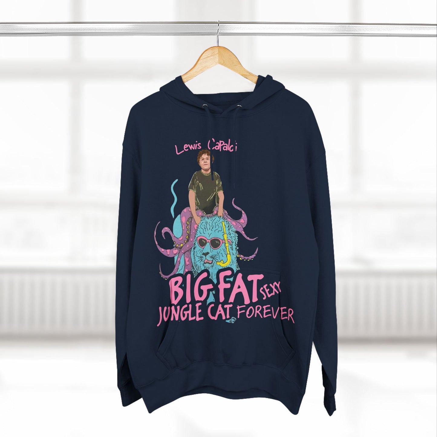 Lewis Capaldi Three-Panel Fleece Hoodie - Big Fat Sexy jungle cats