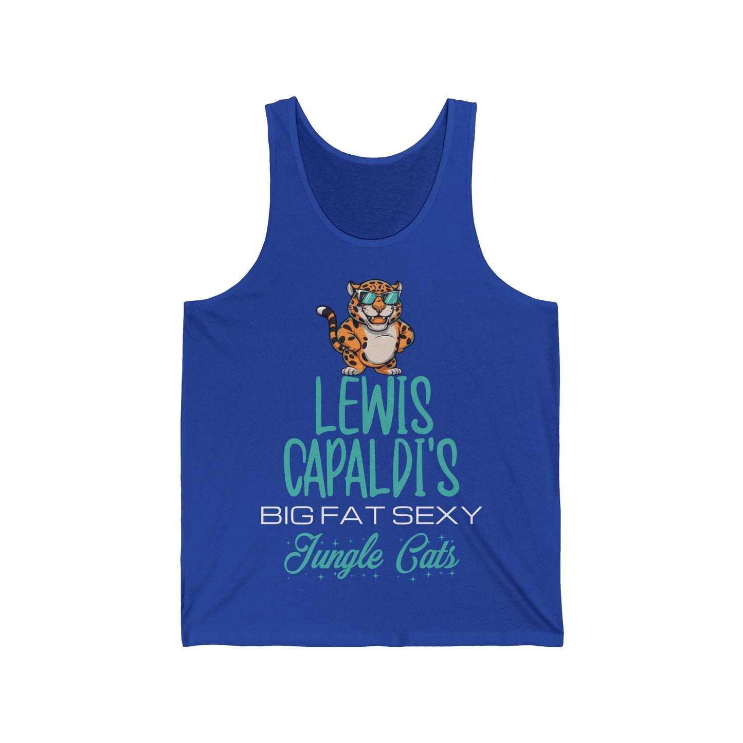 Lewis Capaldi Unisex Jersey Tank Top - Big Fat Sexy Jungle Cats - S / True Royal - Tank Top