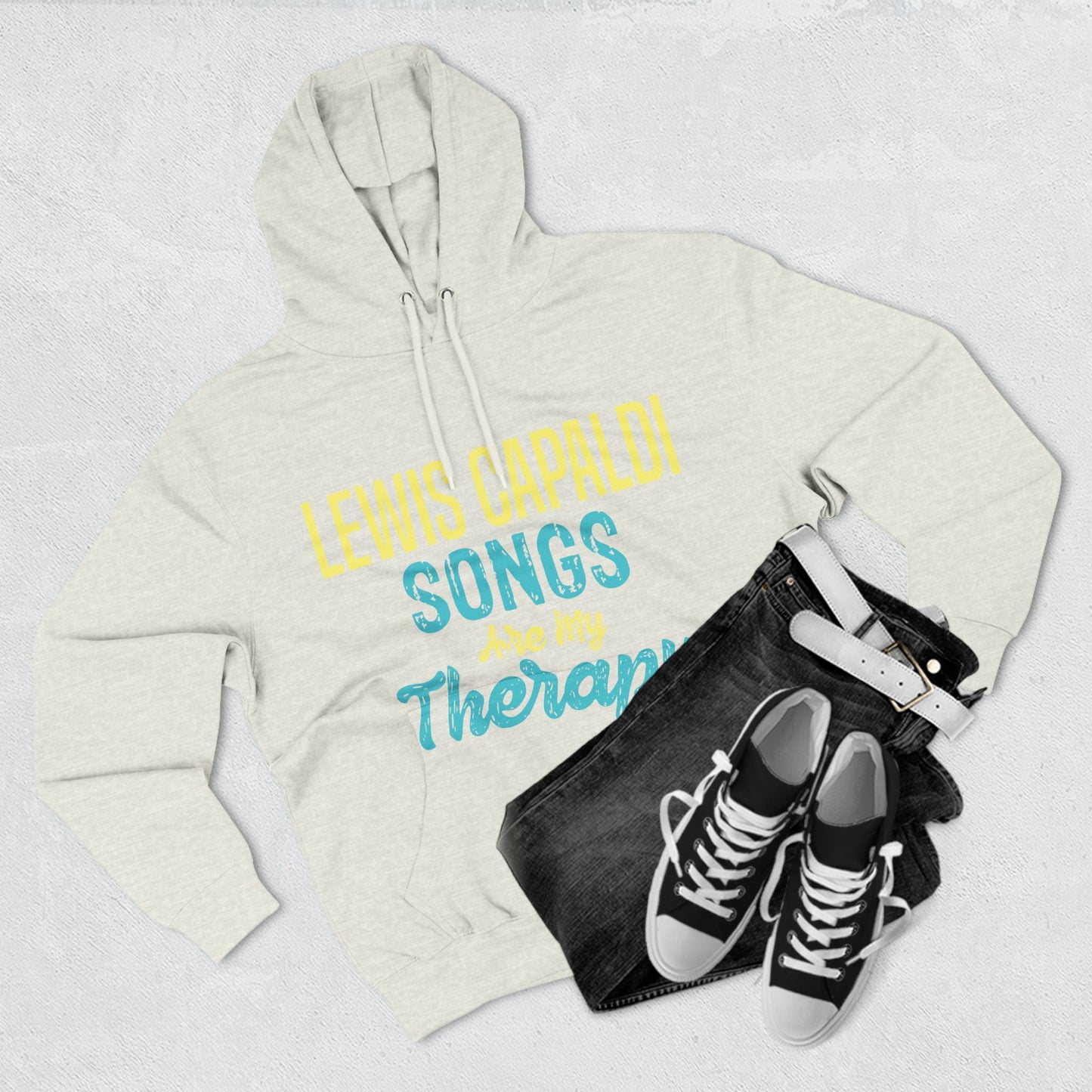 Lewis Capaldi Three-Panel Fleece Hoodie - Lewis Capaldi songs are my therapy