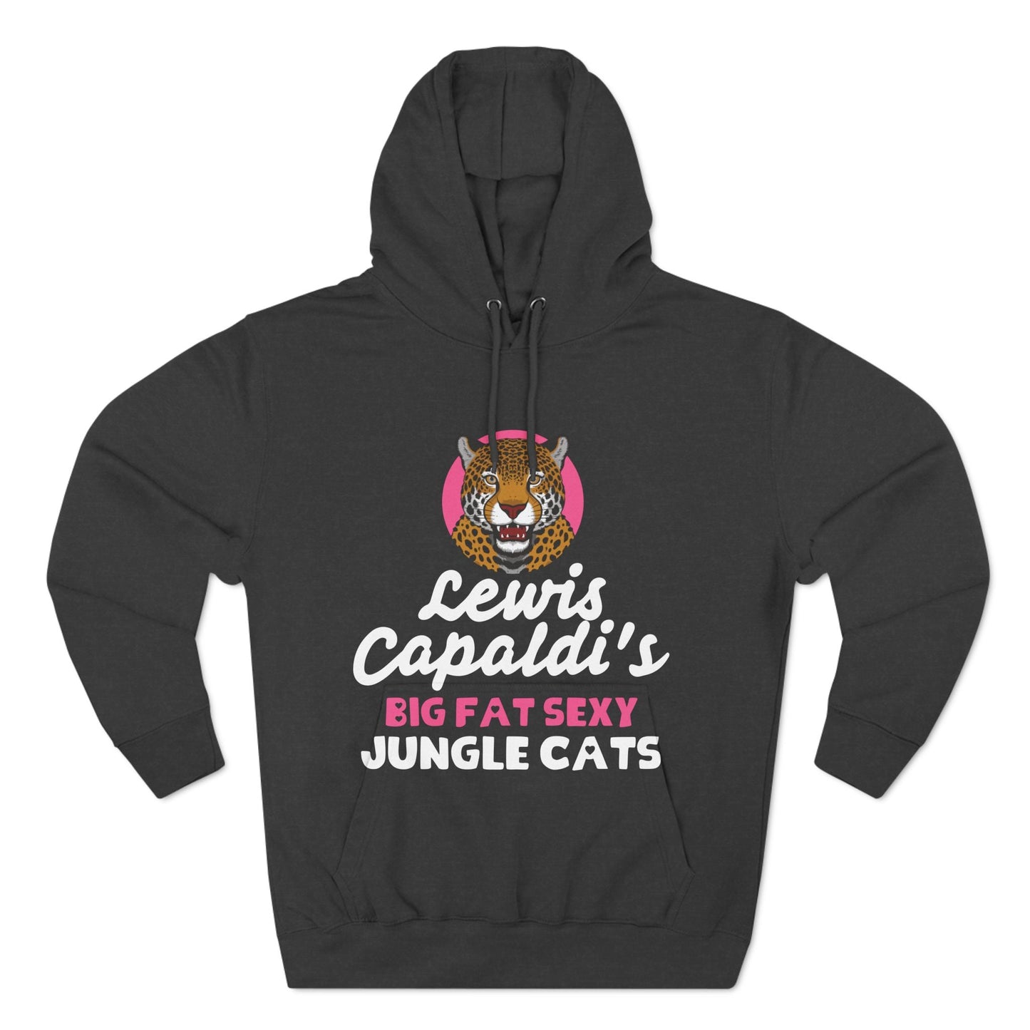 Lewis Capaldi Three-Panel Fleece Hoodie - Big Fat Sexy Jungle Cats - Charcoal Heather / S - Hoodie