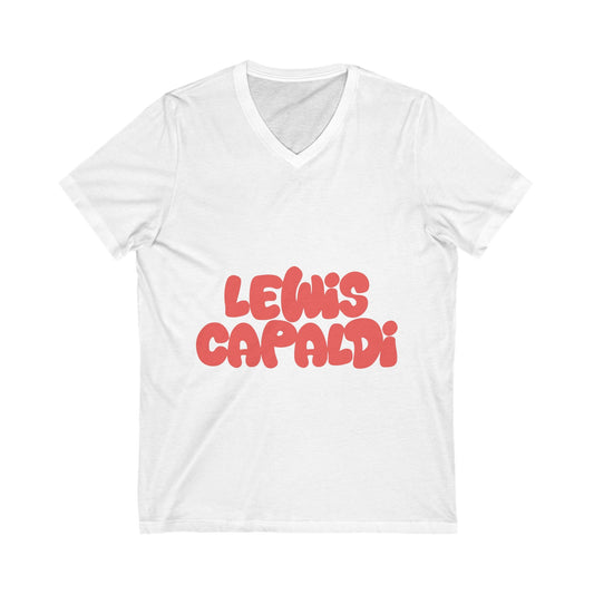 Lewis Capaldi Unisex Jersey Short Sleeve V-Neck Tee - Writing