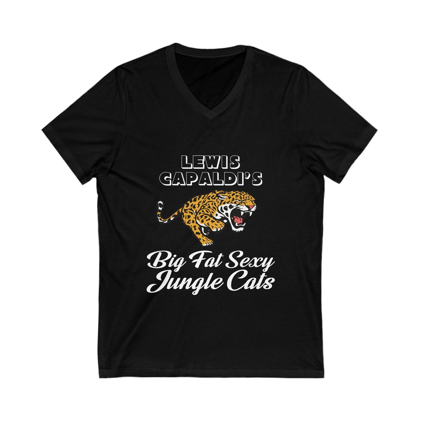 Lewis Capaldi Unisex Jersey Short Sleeve V-Neck Tee - Big Fat Sexy jungle cats