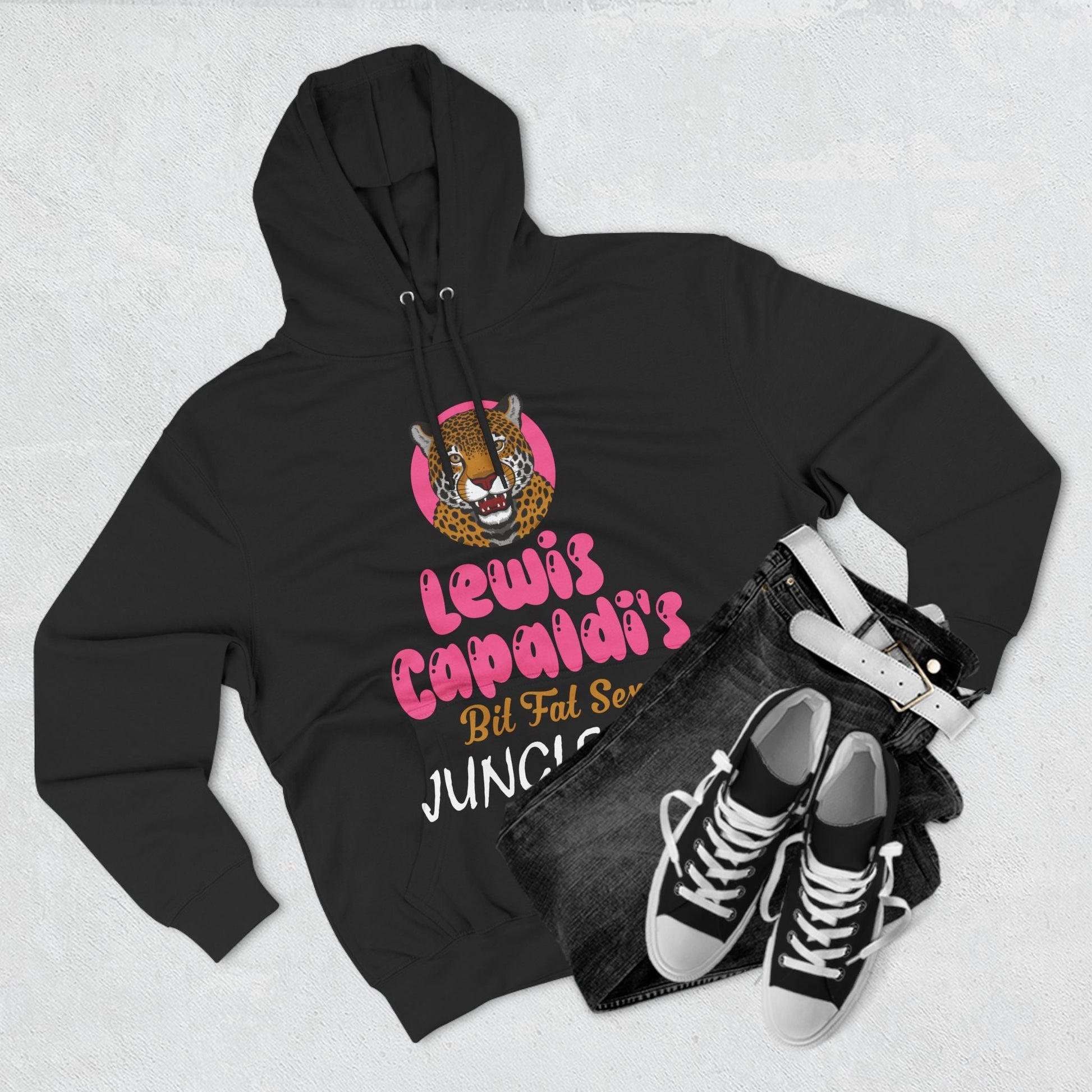 Lewis Capaldi Three-Panel Fleece Hoodie - Big Fat Sexy Jungle Cats - Hoodie