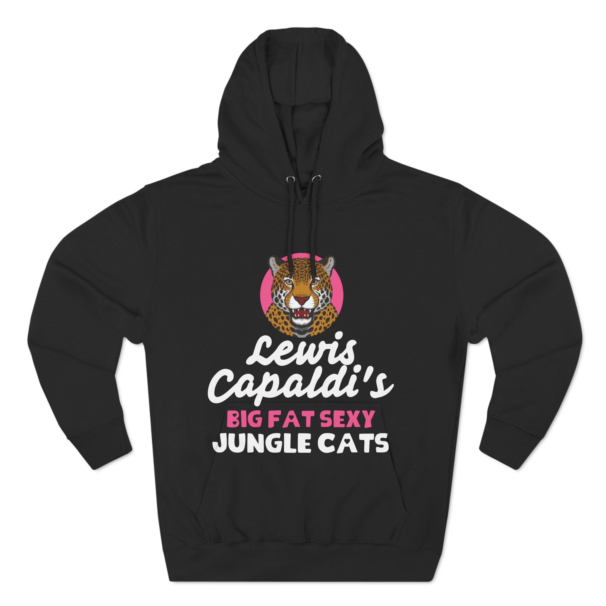 Lewis Capaldi Three-Panel Fleece Hoodie - Big Fat Sexy Jungle Cats - Black / S - Hoodie