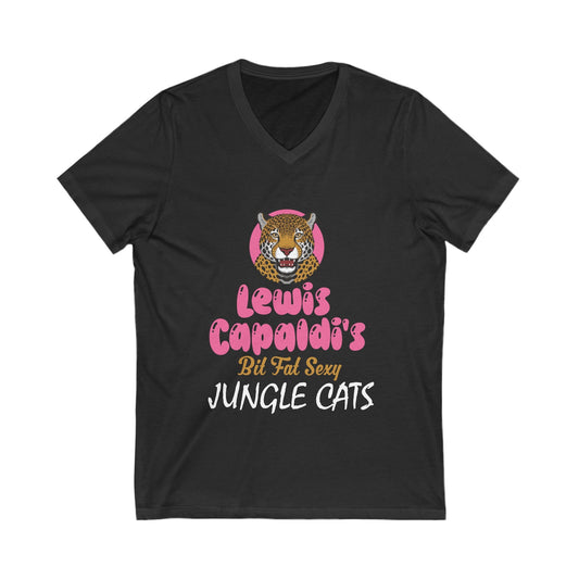 Lewis Capaldi Unisex Jersey Short Sleeve V-Neck - Big Fat Sexy Jungle Cats - S / Dark Grey Heather - V-neck