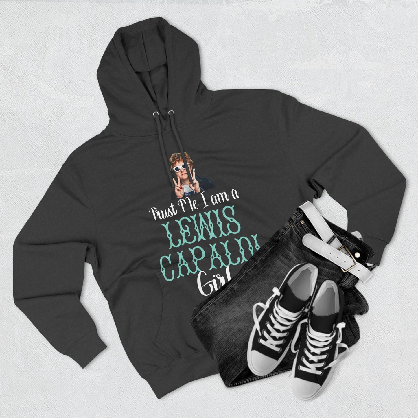 Lewis Capaldi Three-Panel Fleece Hoodie - Trust me I am a Lewis Capaldi girl