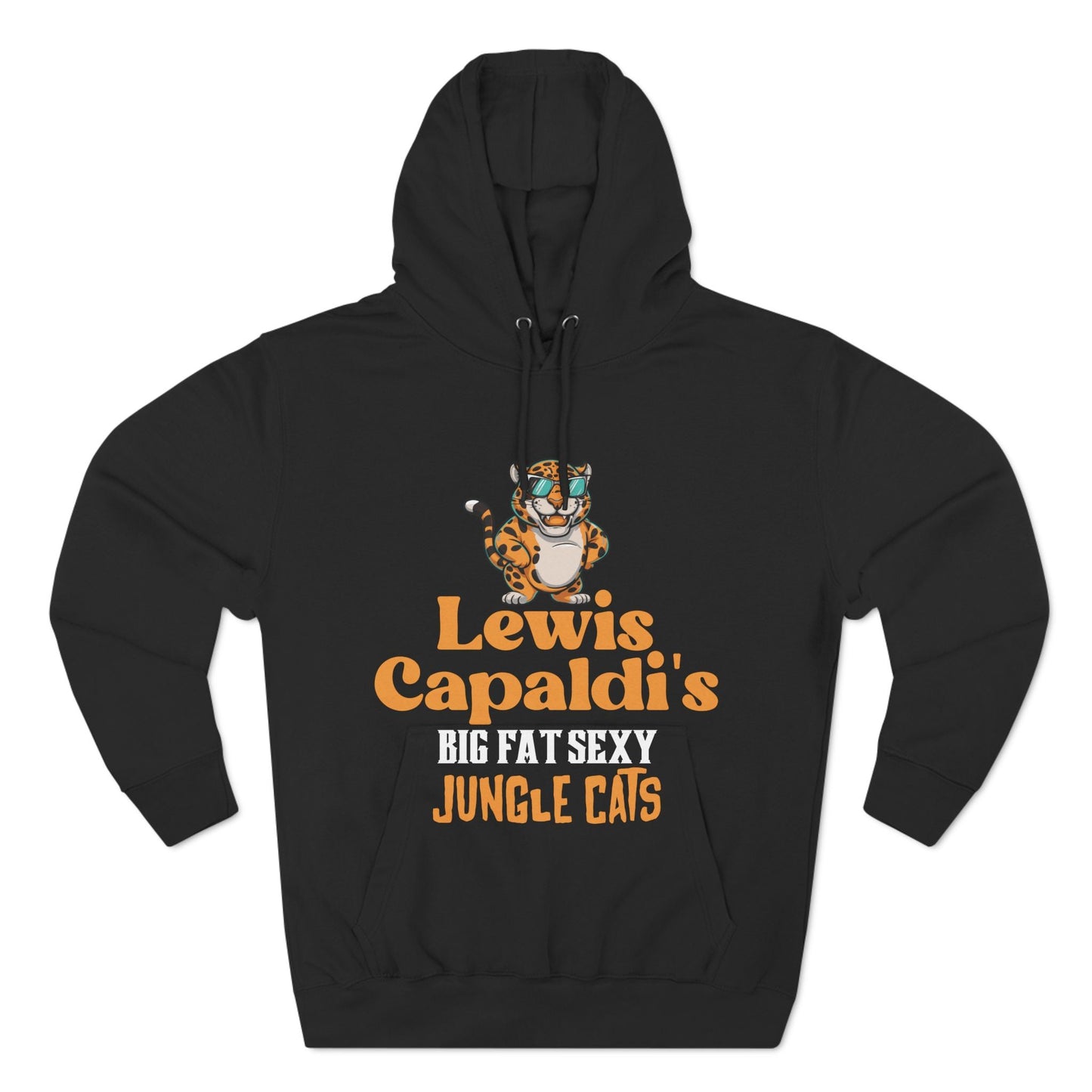 Lewis Capaldi Three-Panel Fleece Hoodie - Big Fat Sexy Jungle Cats - Black / S - Hoodie