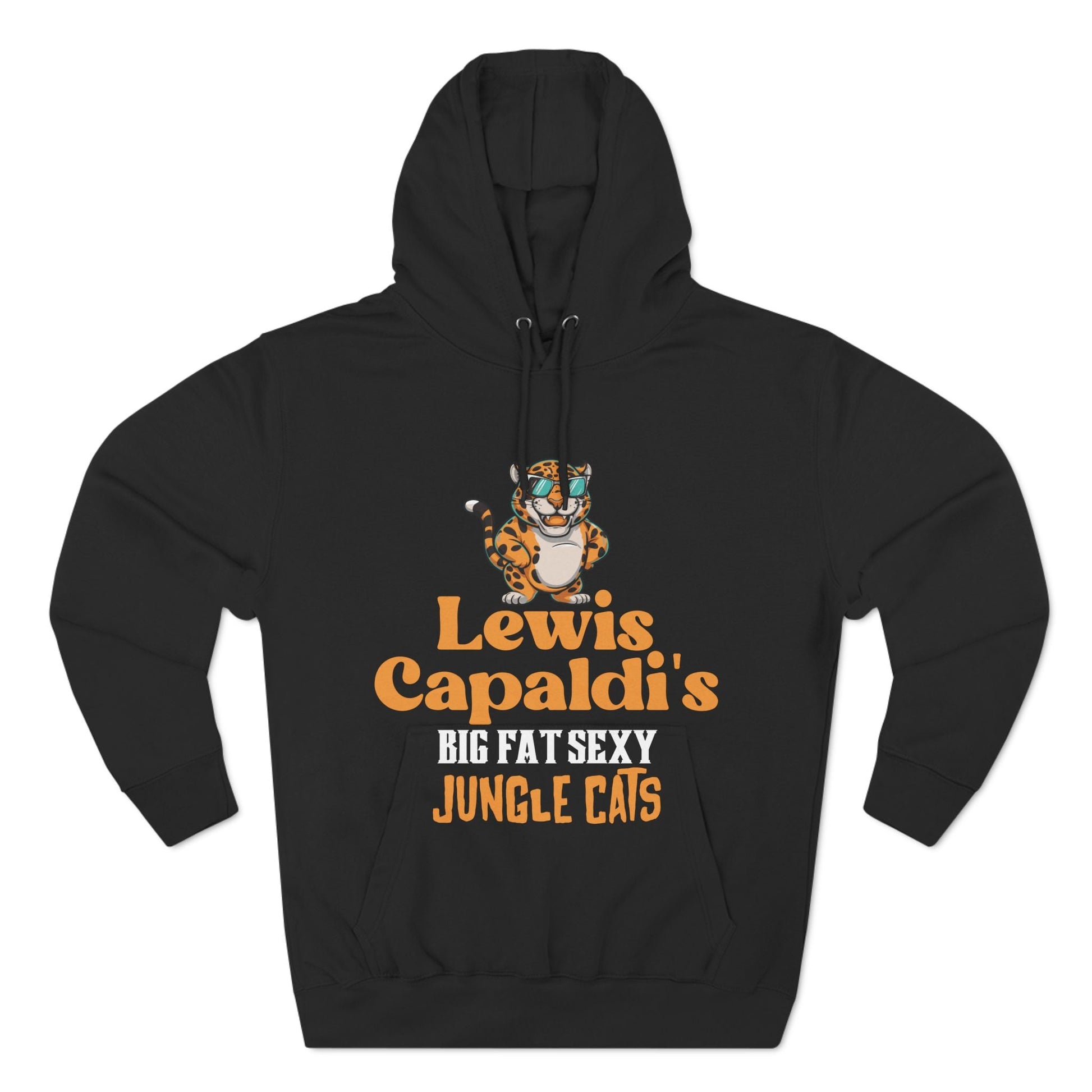 Lewis Capaldi Three-Panel Fleece Hoodie - Big Fat Sexy Jungle Cats - Black / S - Hoodie