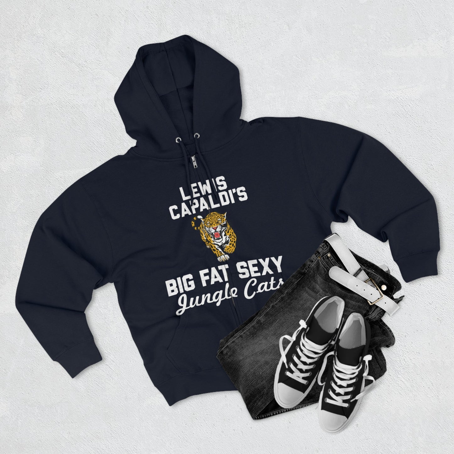 Lewis Capaldi Unisex Zip Hoodie - Big Fat Sexy Jungle Cats