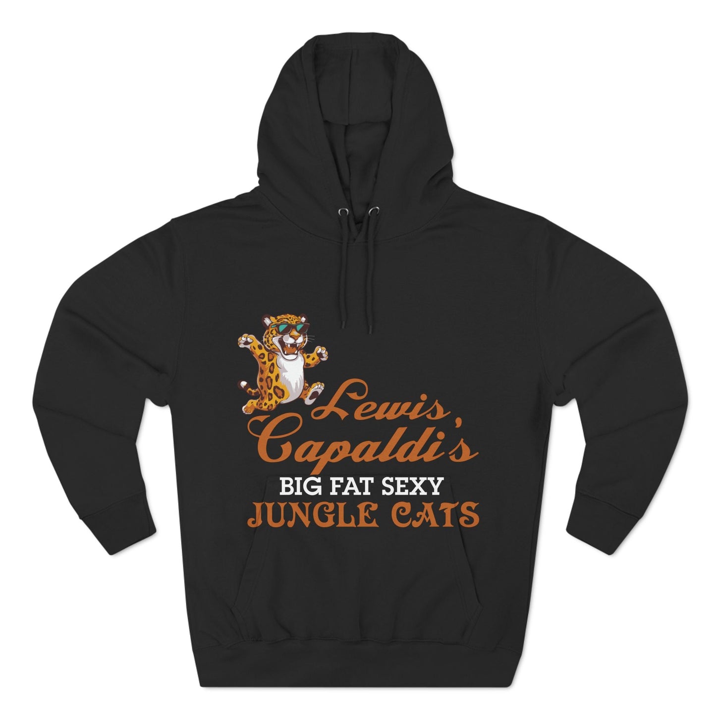 Lewis Capaldi Three-Panel Fleece Hoodie - Big Fat Sexy Jungle Cats - Black / S - Hoodie