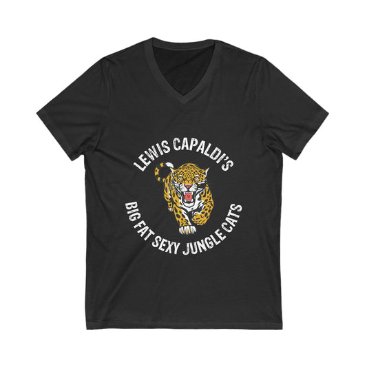 Lewis Capaldi Unisex Jersey Short Sleeve V-Neck Tee - Big Fat Sexy jungle cats