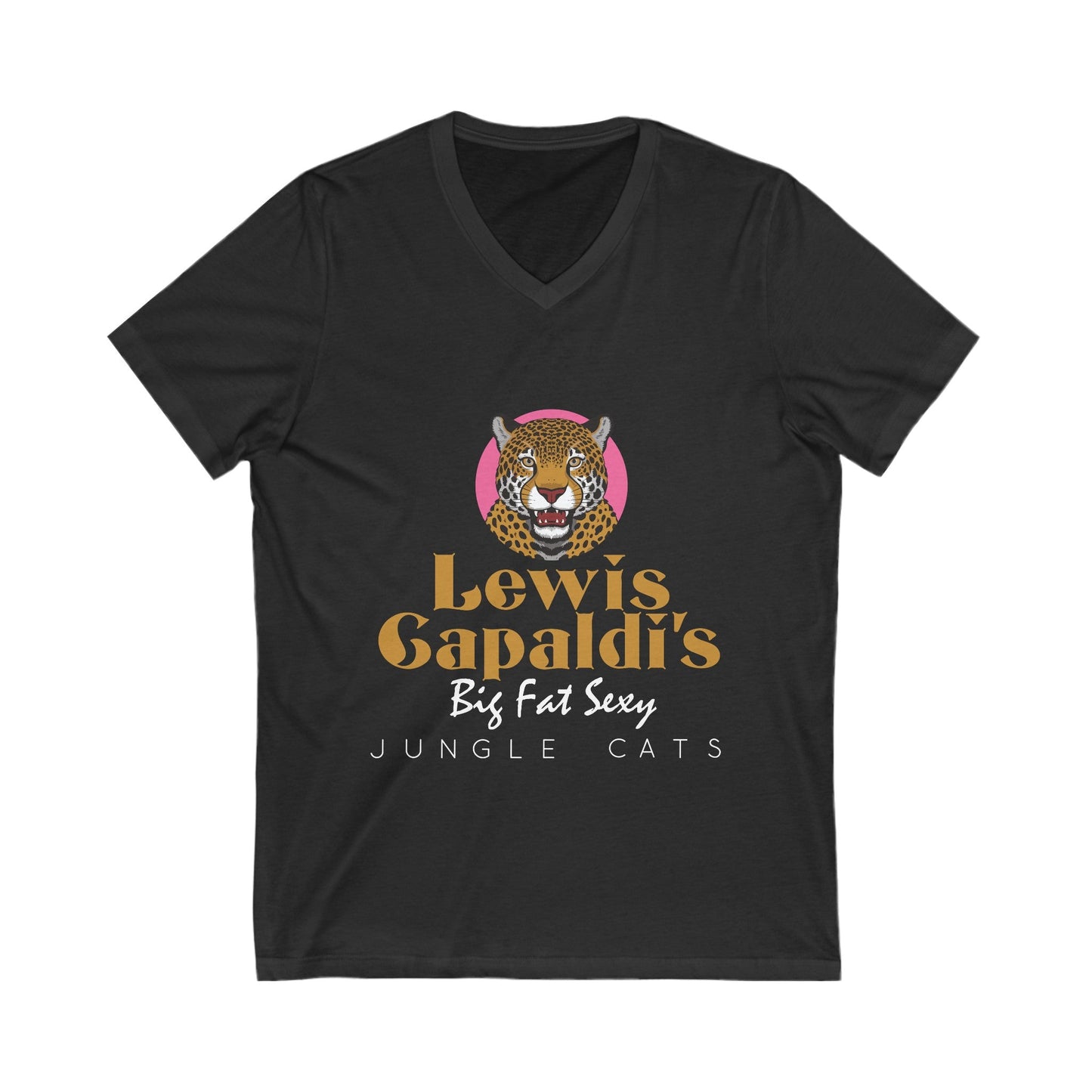 Lewis Capaldi Unisex Jersey Short Sleeve V-Neck - Big Fat Sexy Jungle Cats - S / Dark Grey Heather - V-neck