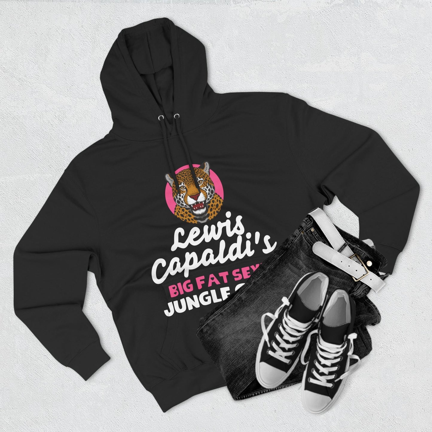 Lewis Capaldi Three-Panel Fleece Hoodie - Big Fat Sexy Jungle Cats - Hoodie