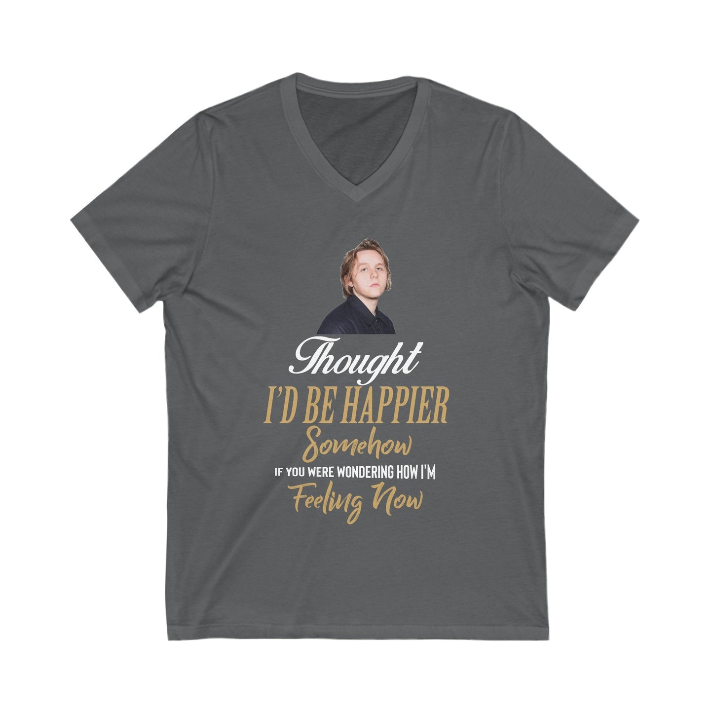 Lewis Capaldi Unisex Jersey Short Sleeve V-Neck Tee - Thought I'd be happier