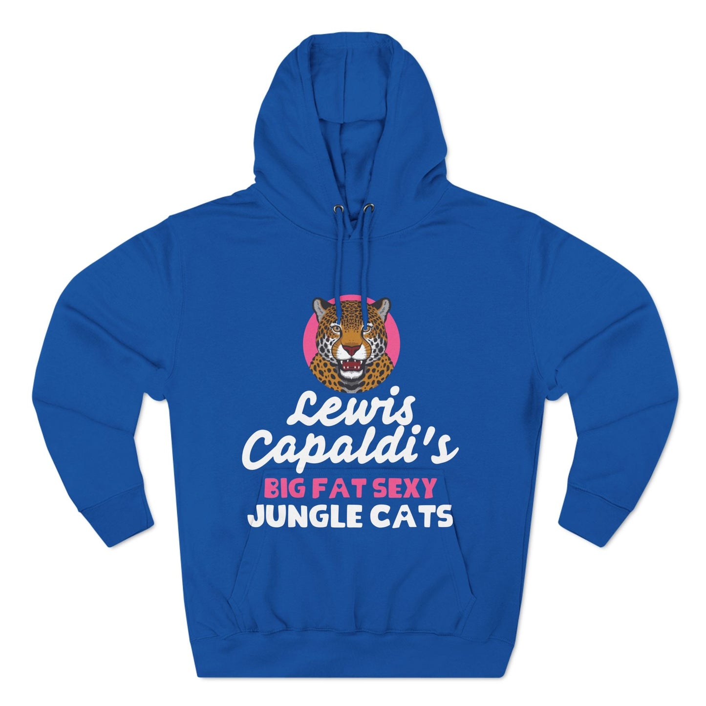 Lewis Capaldi Three-Panel Fleece Hoodie - Big Fat Sexy Jungle Cats - Royal Blue / S - Hoodie