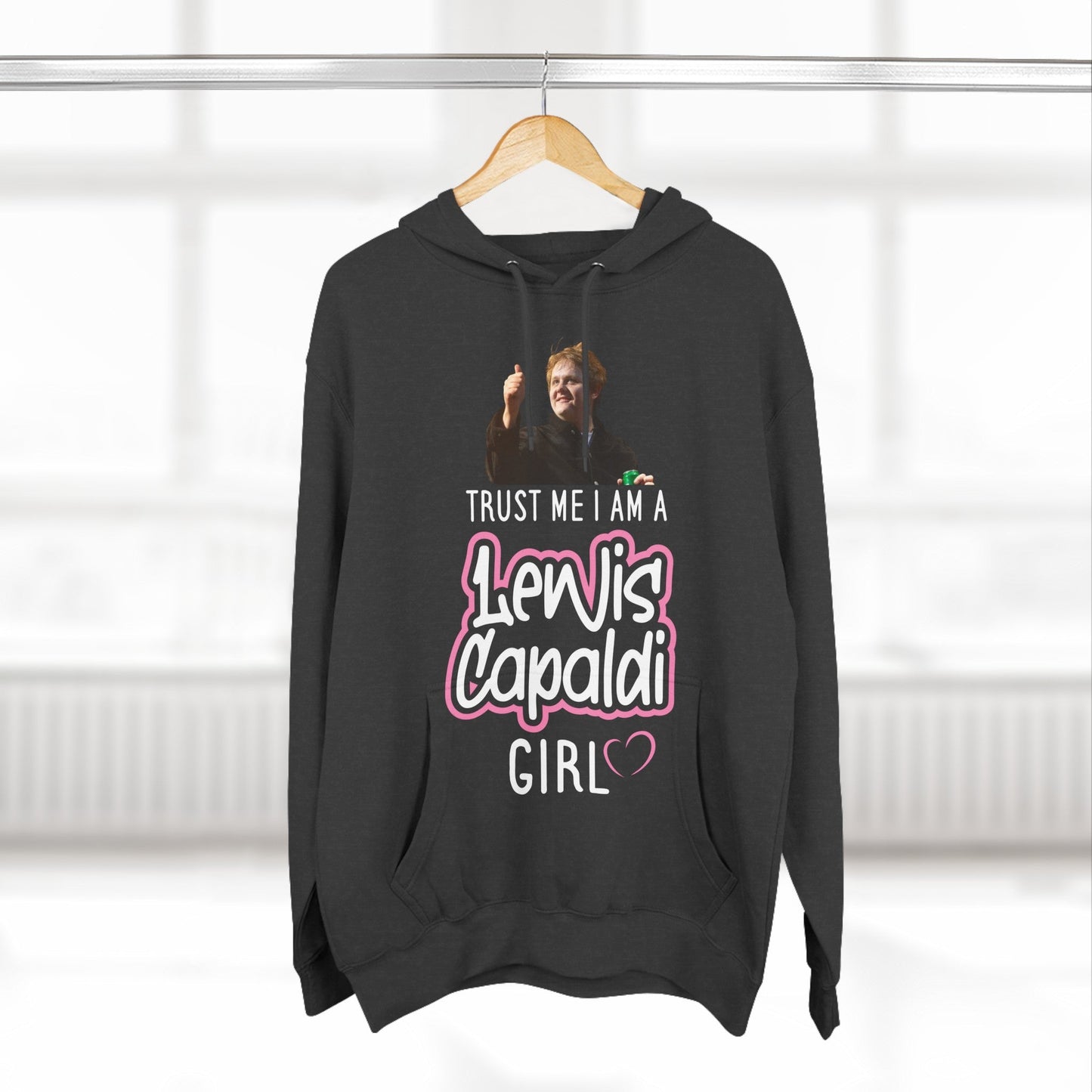 Lewis Capaldi Three-Panel Fleece Hoodie - Trust me I am a Lewis Capaldi girl