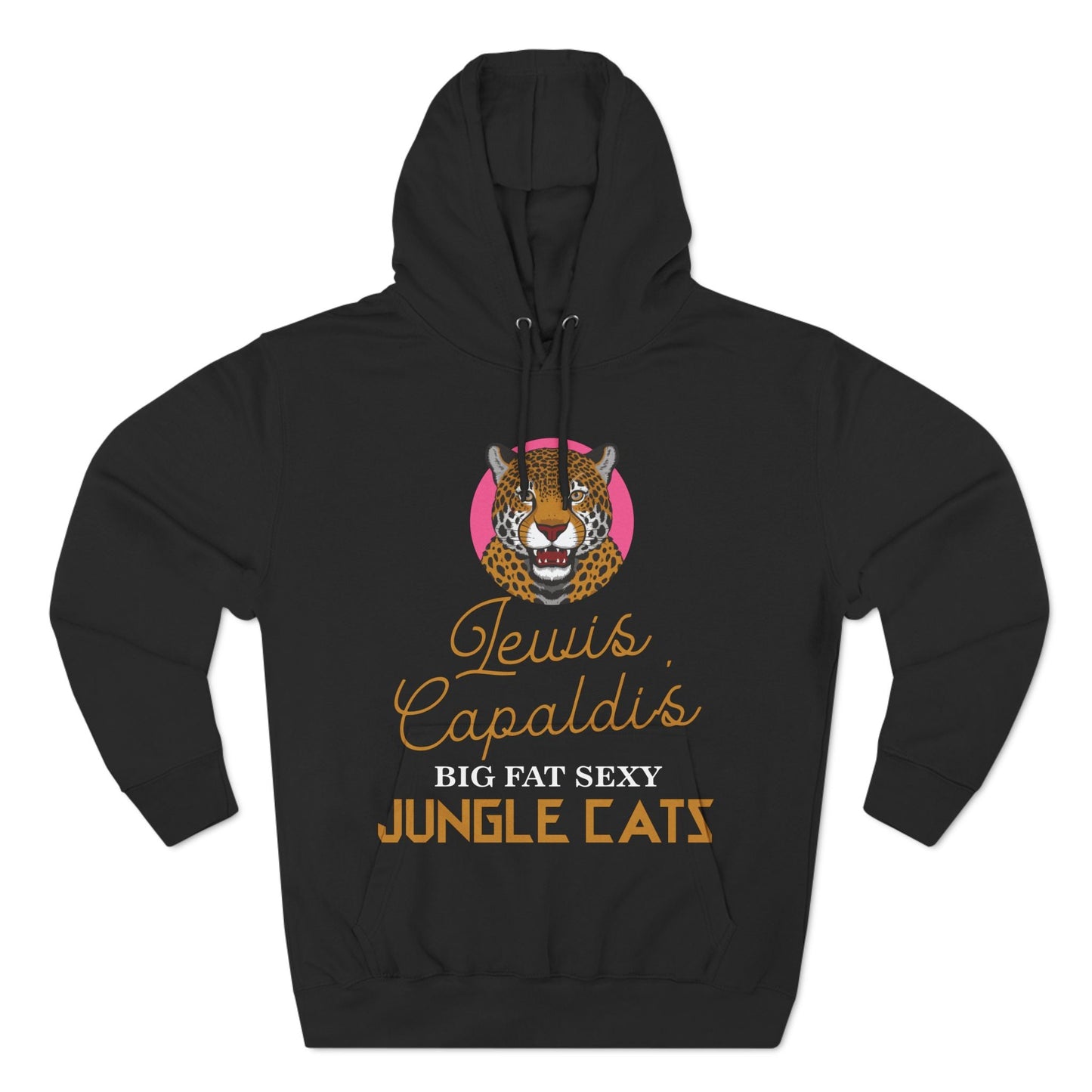 Lewis Capaldi Three-Panel Fleece Hoodie - Big Fat Sexy Jungle Cats - Black / S - Hoodie