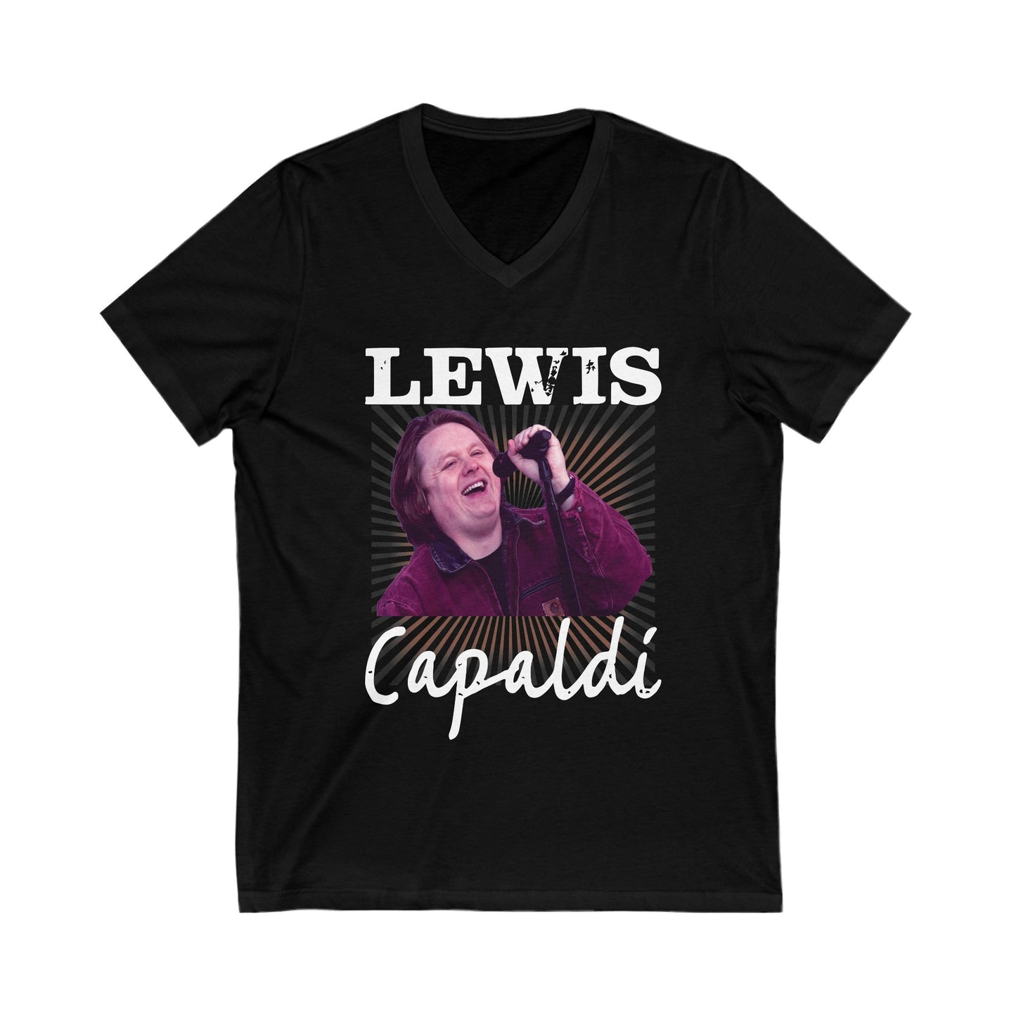 Lewis Capaldi Unisex Jersey Short Sleeve V-Neck Tee - Graphic