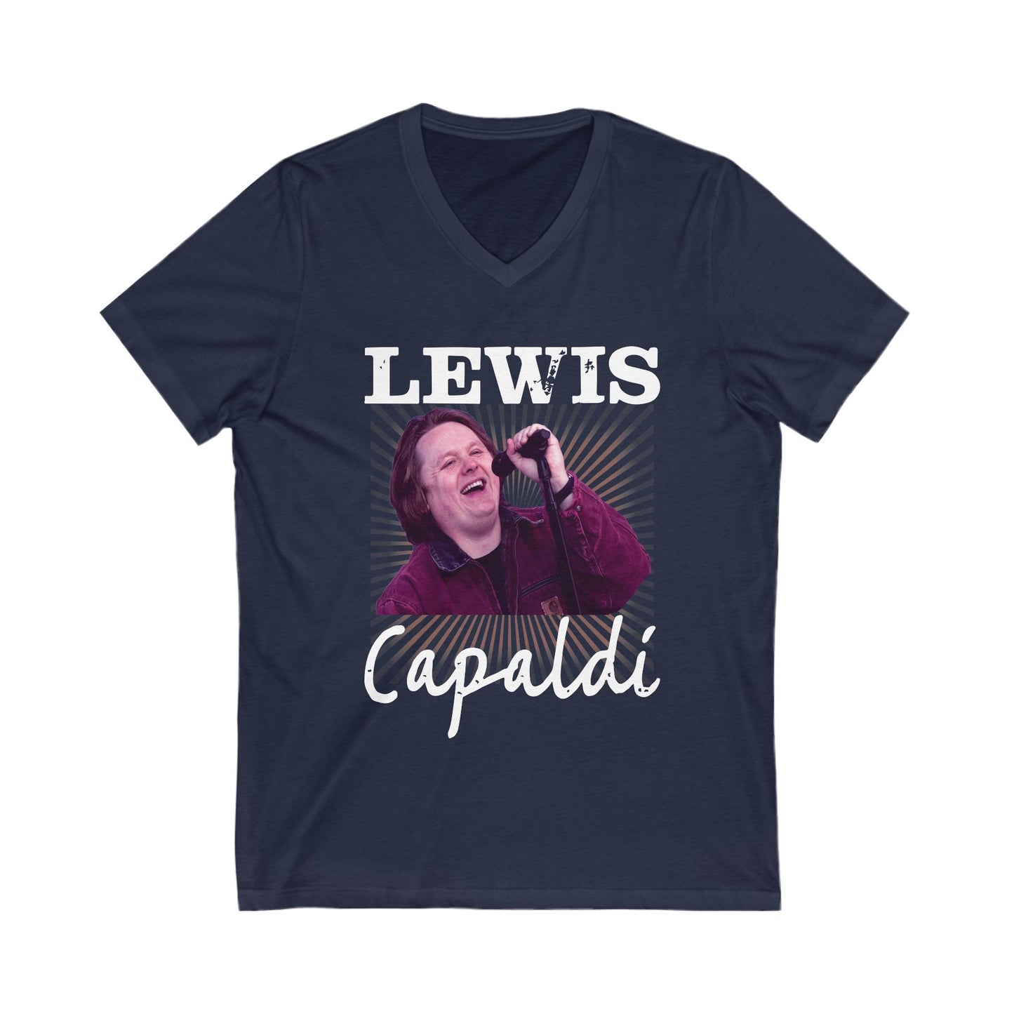 Lewis Capaldi Unisex Jersey Short Sleeve V-Neck Tee - Graphic