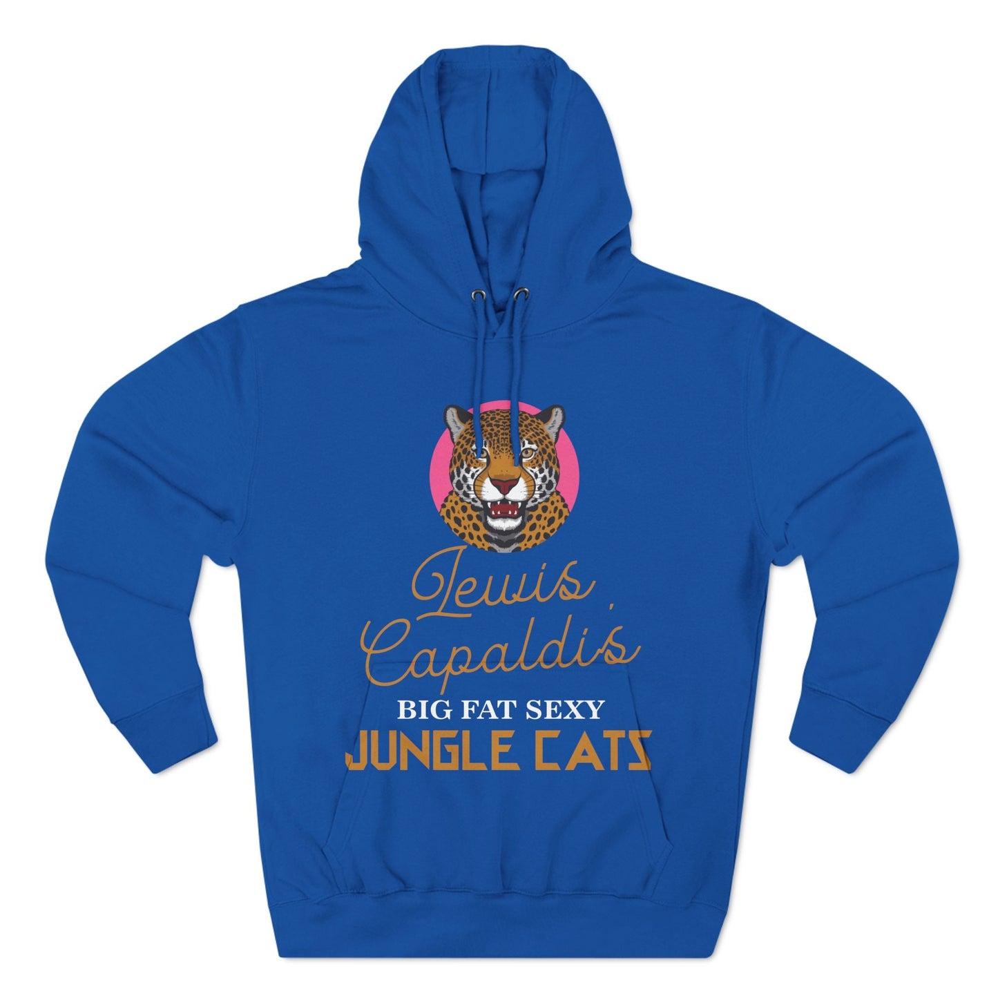 Lewis Capaldi Three-Panel Fleece Hoodie - Big Fat Sexy Jungle Cats - Royal Blue / S - Hoodie