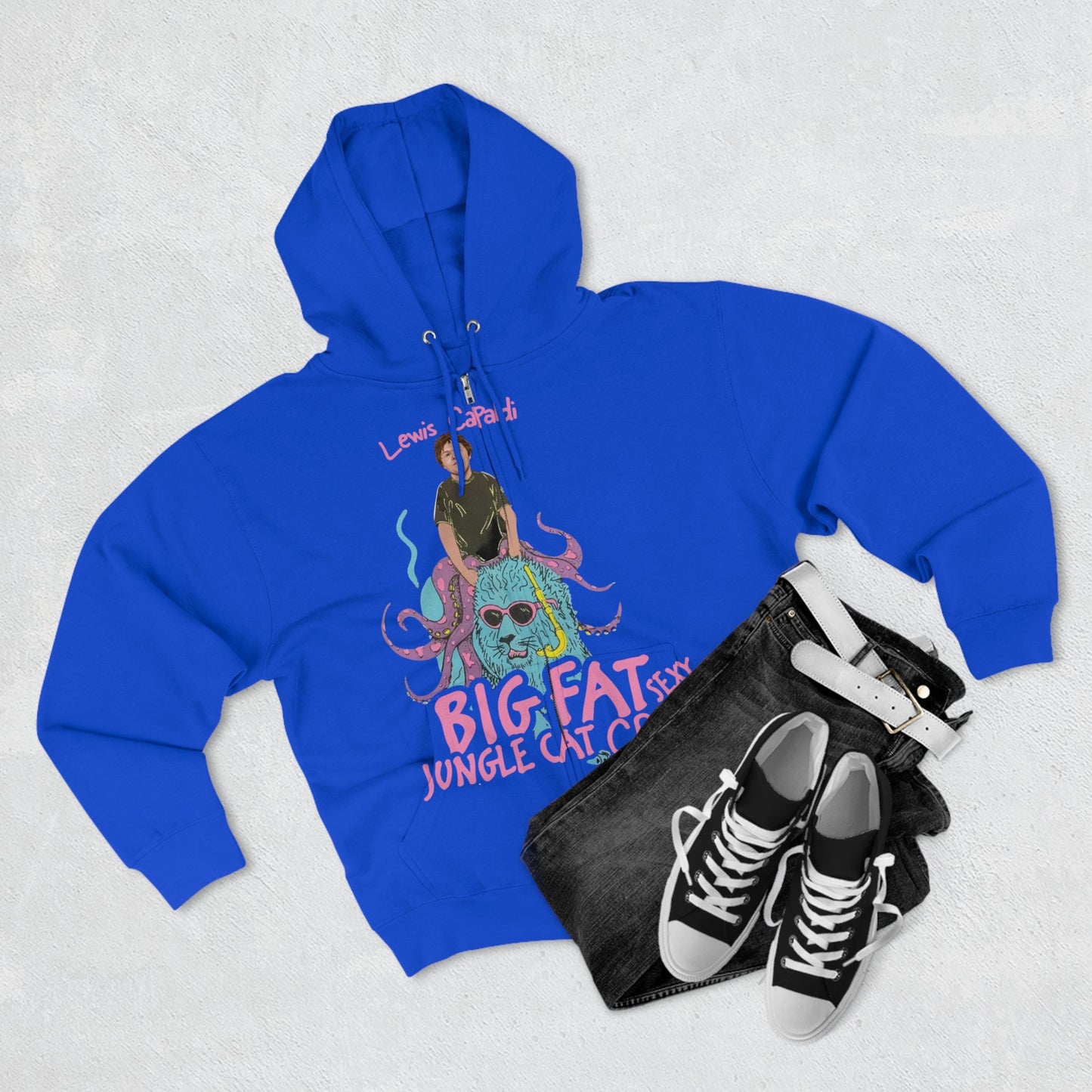 Lewis Capaldi Unisex Zip Hoodie - Big Fat Sexy Jungle Cats