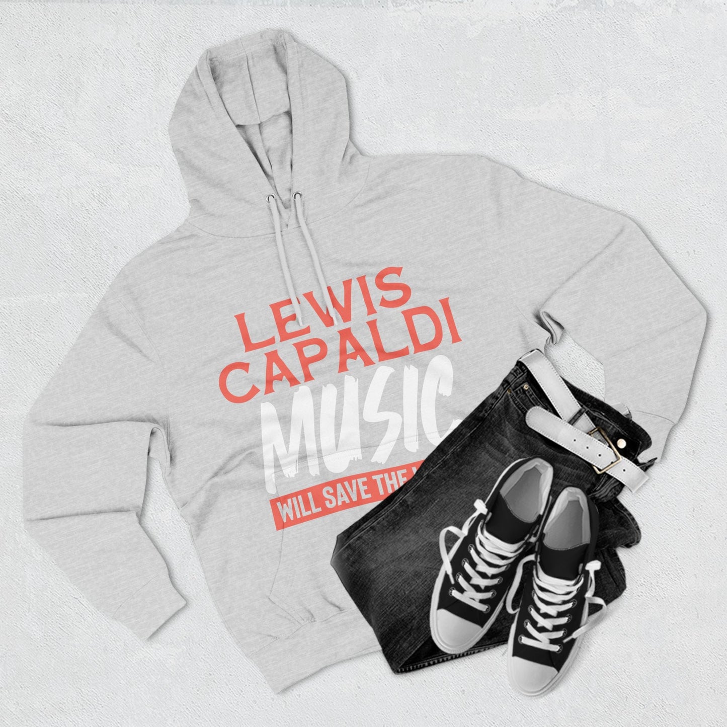 Lewis Capaldi Three-Panel Fleece Hoodie - Lewis Capaldi music will save the world