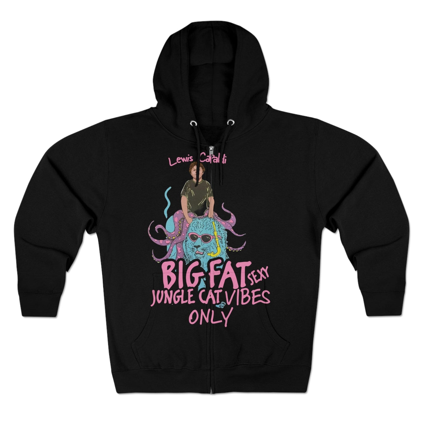 Lewis Capaldi Unisex Zip Hoodie - Big Fat Sexy Jungle Cats