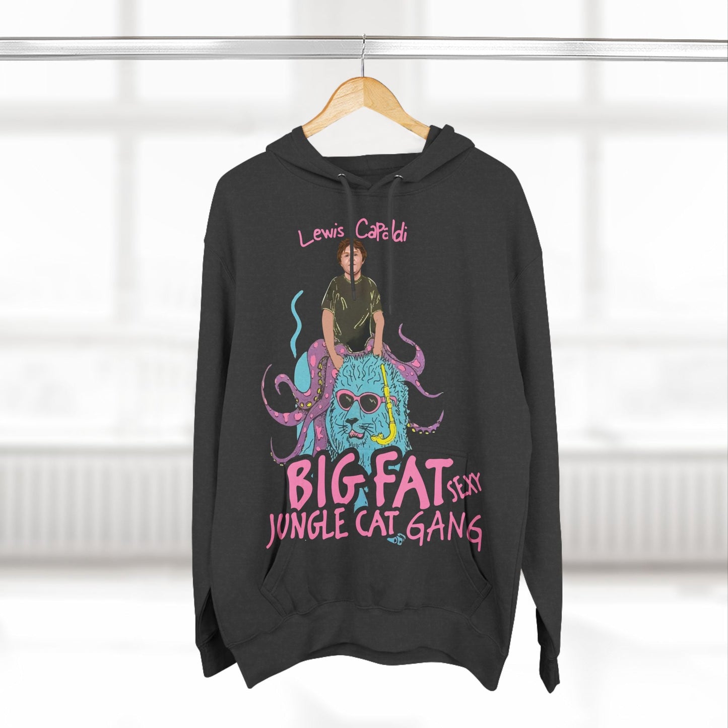 Lewis Capaldi Three-Panel Fleece Hoodie - Big Fat Sexy jungle cats