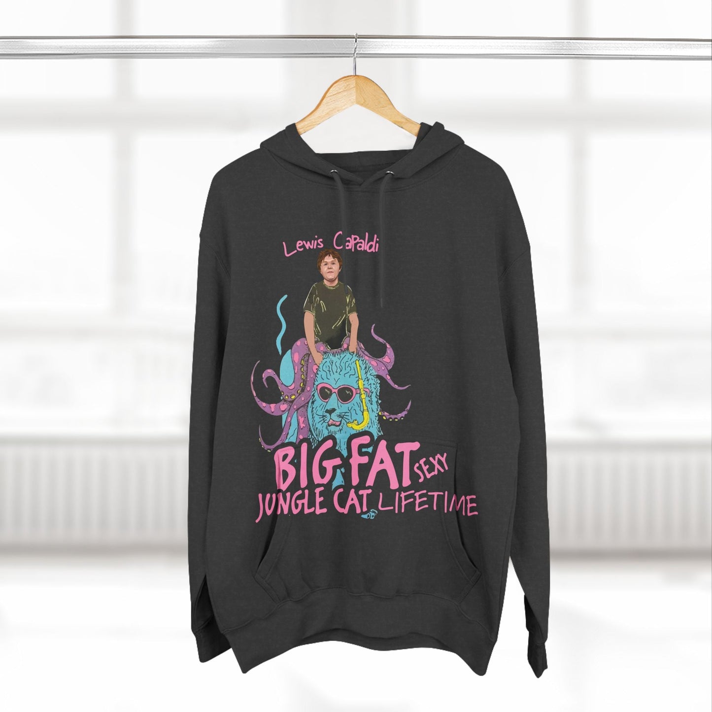 Lewis Capaldi Three-Panel Fleece Hoodie - Big Fat Sexy jungle cats