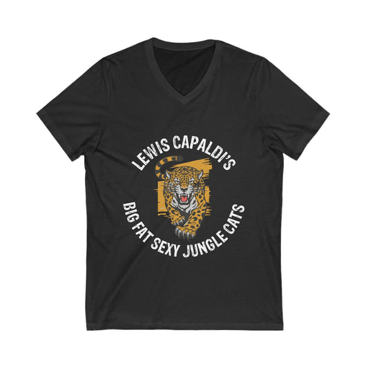 Lewis Capaldi Unisex Jersey Short Sleeve V-Neck Tee - Big Fat Sexy jungle cats