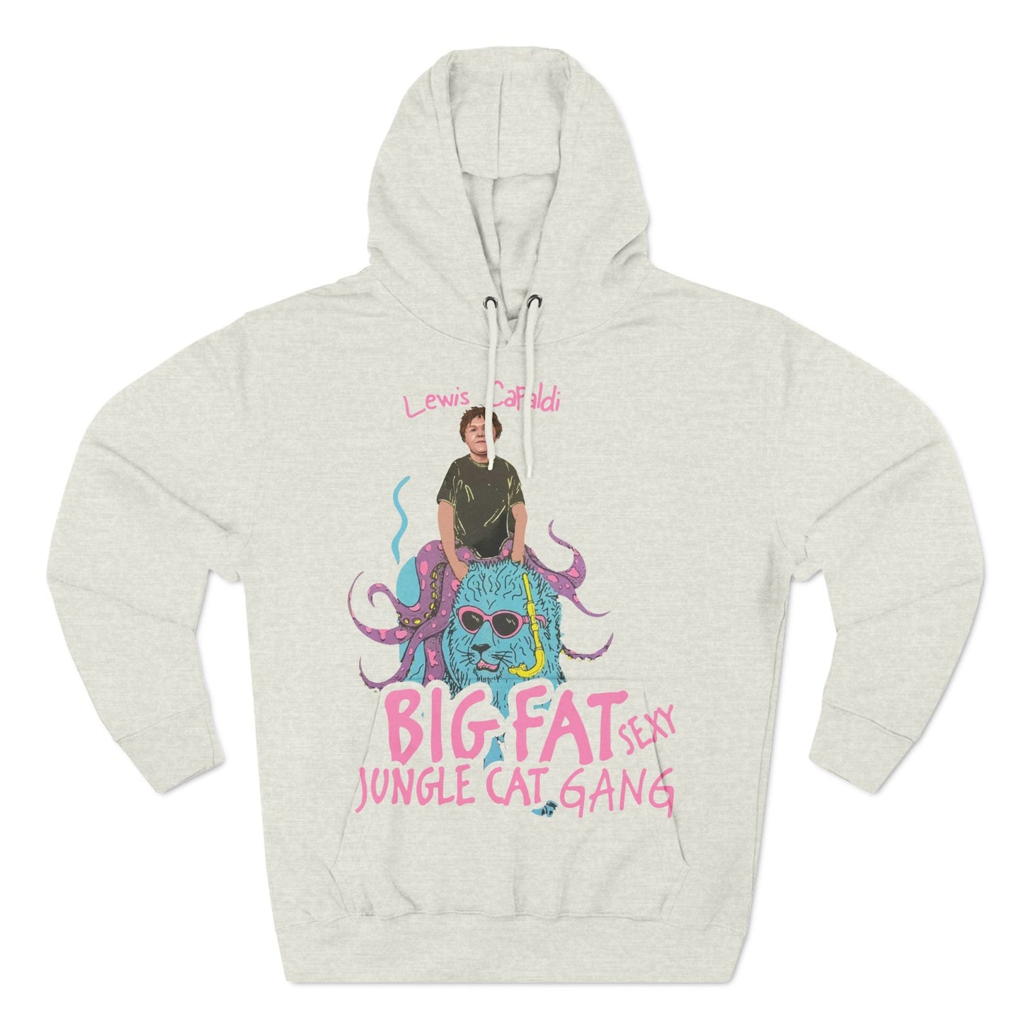 Lewis Capaldi Three-Panel Fleece Hoodie - Big Fat Sexy jungle cats