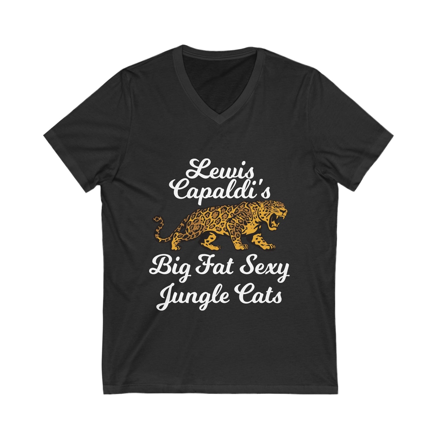 Lewis Capaldi Unisex Jersey Short Sleeve V-Neck Tee - Big Fat Sexy jungle cats