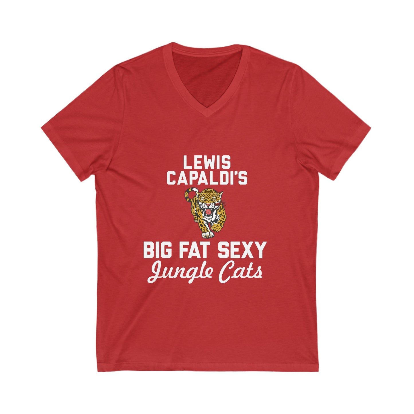 Lewis Capaldi Unisex Jersey Short Sleeve V-Neck Tee - Big Fat Sexy jungle cats