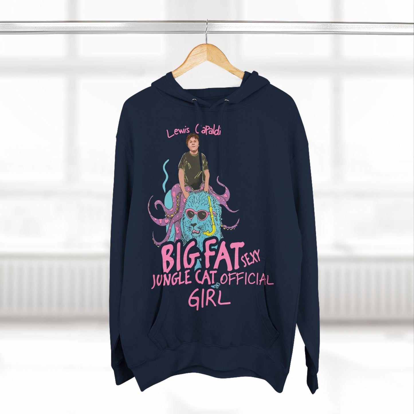 Lewis Capaldi Three-Panel Fleece Hoodie - Big Fat Sexy jungle cats