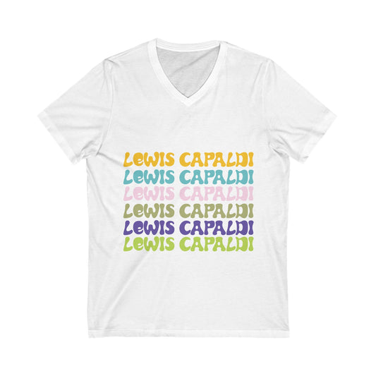 Lewis Capaldi Unisex Jersey Short Sleeve V-Neck Tee - Writing