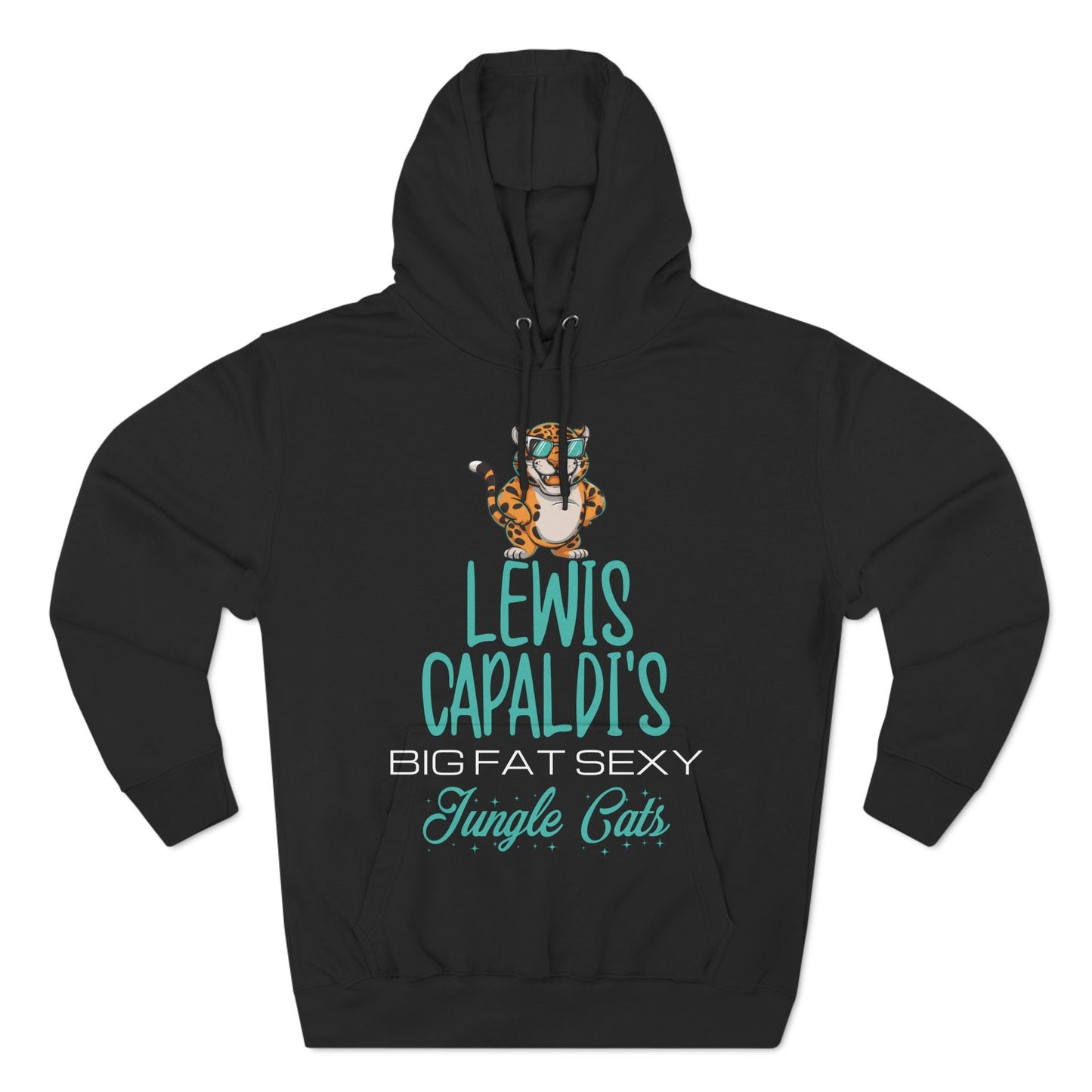 Lewis Capaldi Three-Panel Fleece Hoodie - Big Fat Sexy Jungle Cats - Black / S - Hoodie