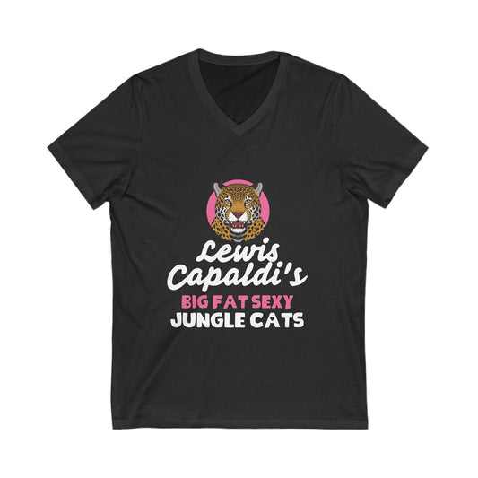 Lewis Capaldi Unisex Jersey Short Sleeve V-Neck - Big Fat Sexy Jungle Cats - S / Dark Grey Heather - V-neck