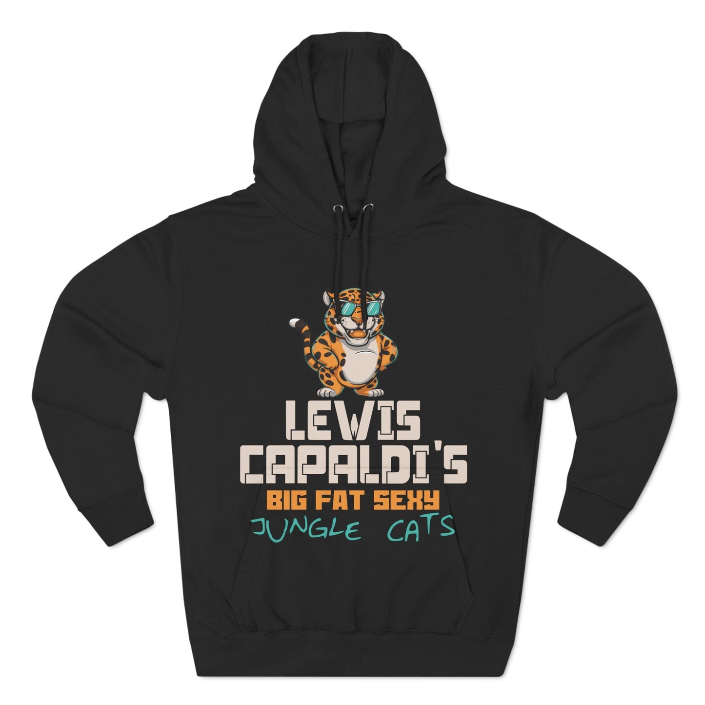 Lewis Capaldi Three-Panel Fleece Hoodie - Big Fat Sexy Jungle Cats - Black / S - Hoodie